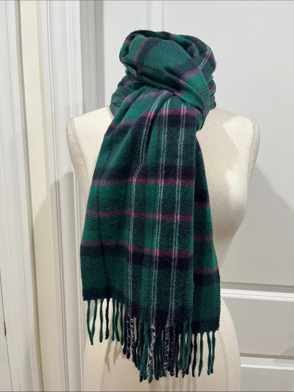 New! Talbots 100% Cashmere Plaid Scarf 72”X18”